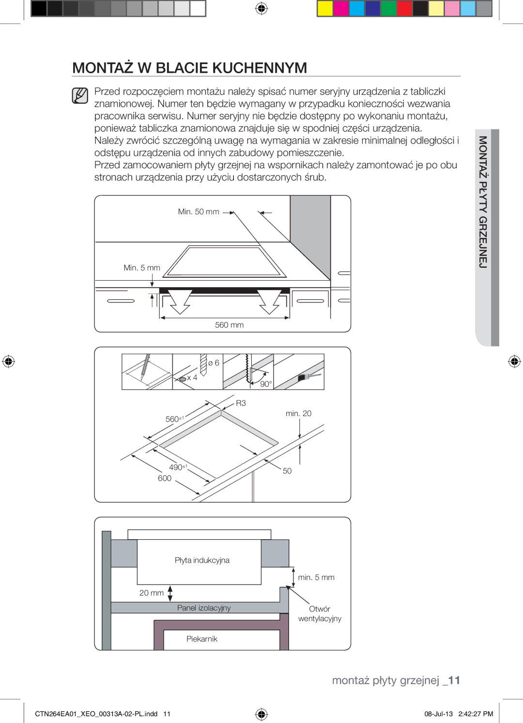 Samsung CTN264EA01/XEO manual Montaż W Blacie Kuchennym 