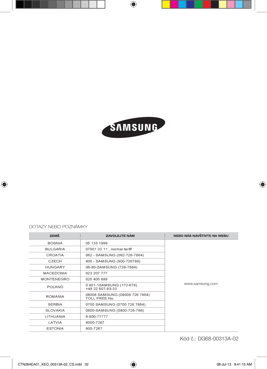 Samsung CTN264EA01/XEO manual Bosnia 