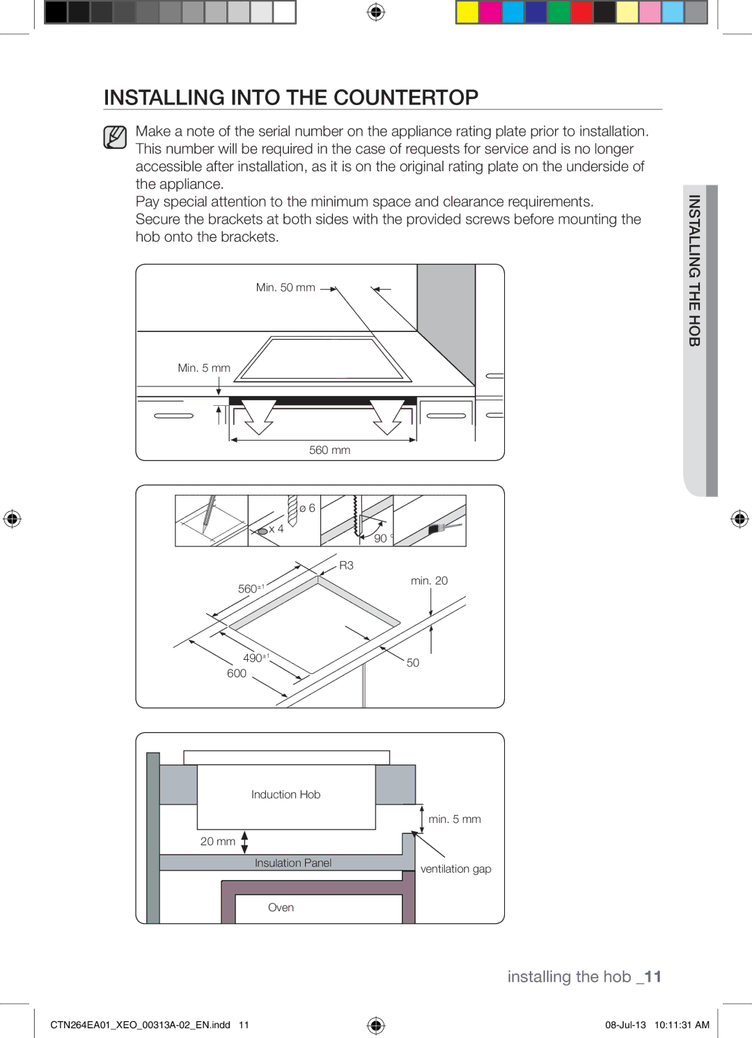 Samsung CTN264EA01/XEO manual Installing Into the Countertop 