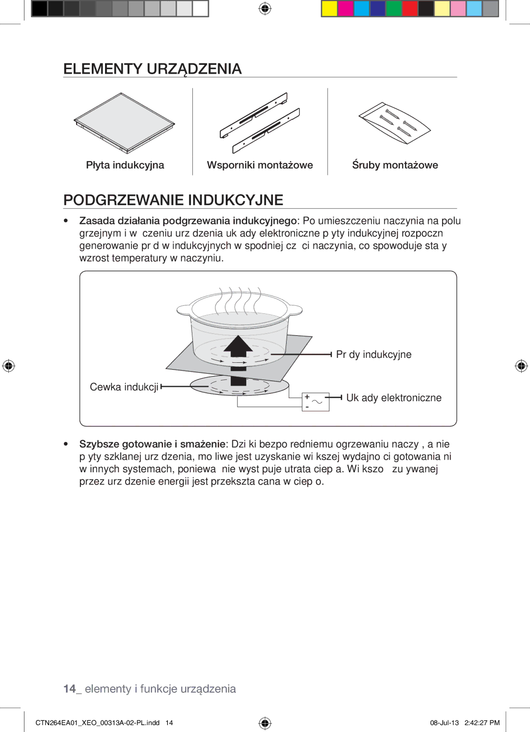 Samsung CTN264EA01/XEO Elementy Urządzenia, Podgrzewanie Indukcyjne, Płyta indukcyjna Wsporniki montażowe Śruby montażowe 