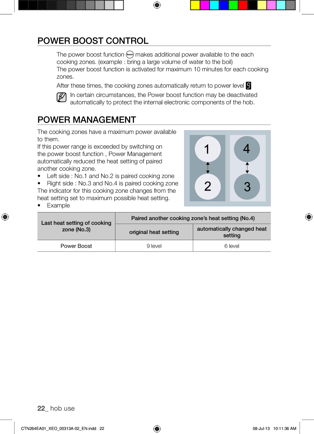 Samsung CTN264EA01/XEO manual Power Boost Control, Power Management, Example 