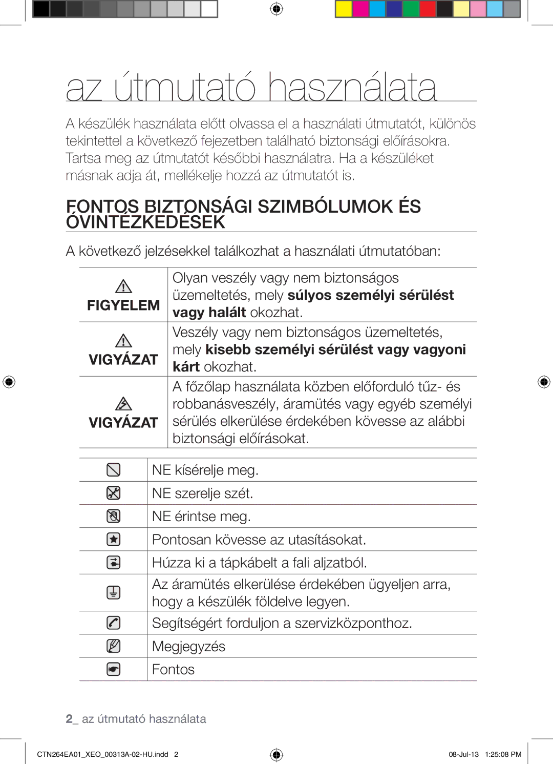 Samsung CTN264EA01/XEO manual Az útmutató használata 