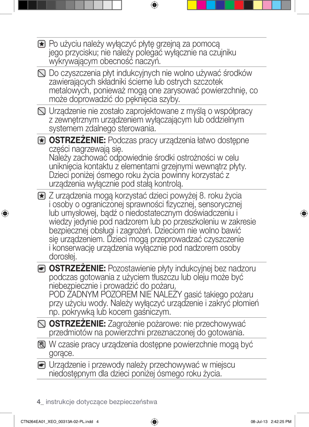 Samsung CTN264EA01/XEO manual Konserwację urządzenia wyłącznie pod nadzorem osoby dorosłej 