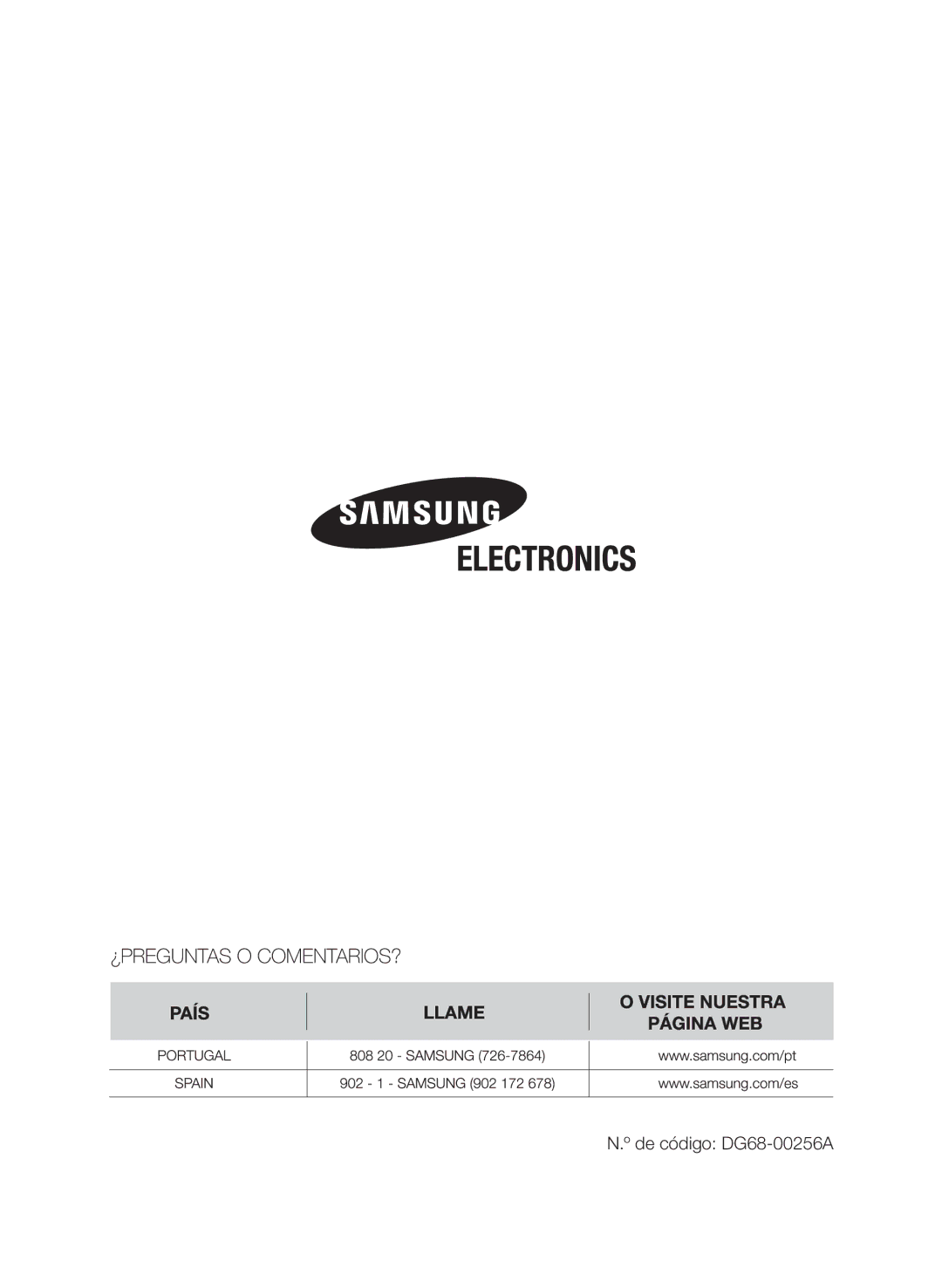 Samsung CTN363KB01/XEC manual De código DG68-00256A 