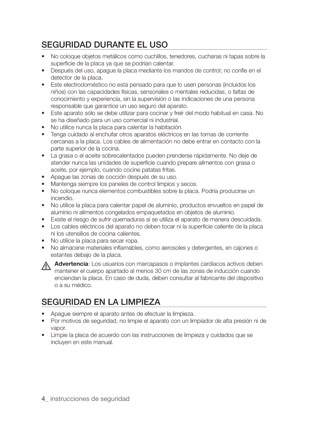 Samsung CTN363KB01/XEC manual Seguridad durante el uso, Seguridad en la limpieza 