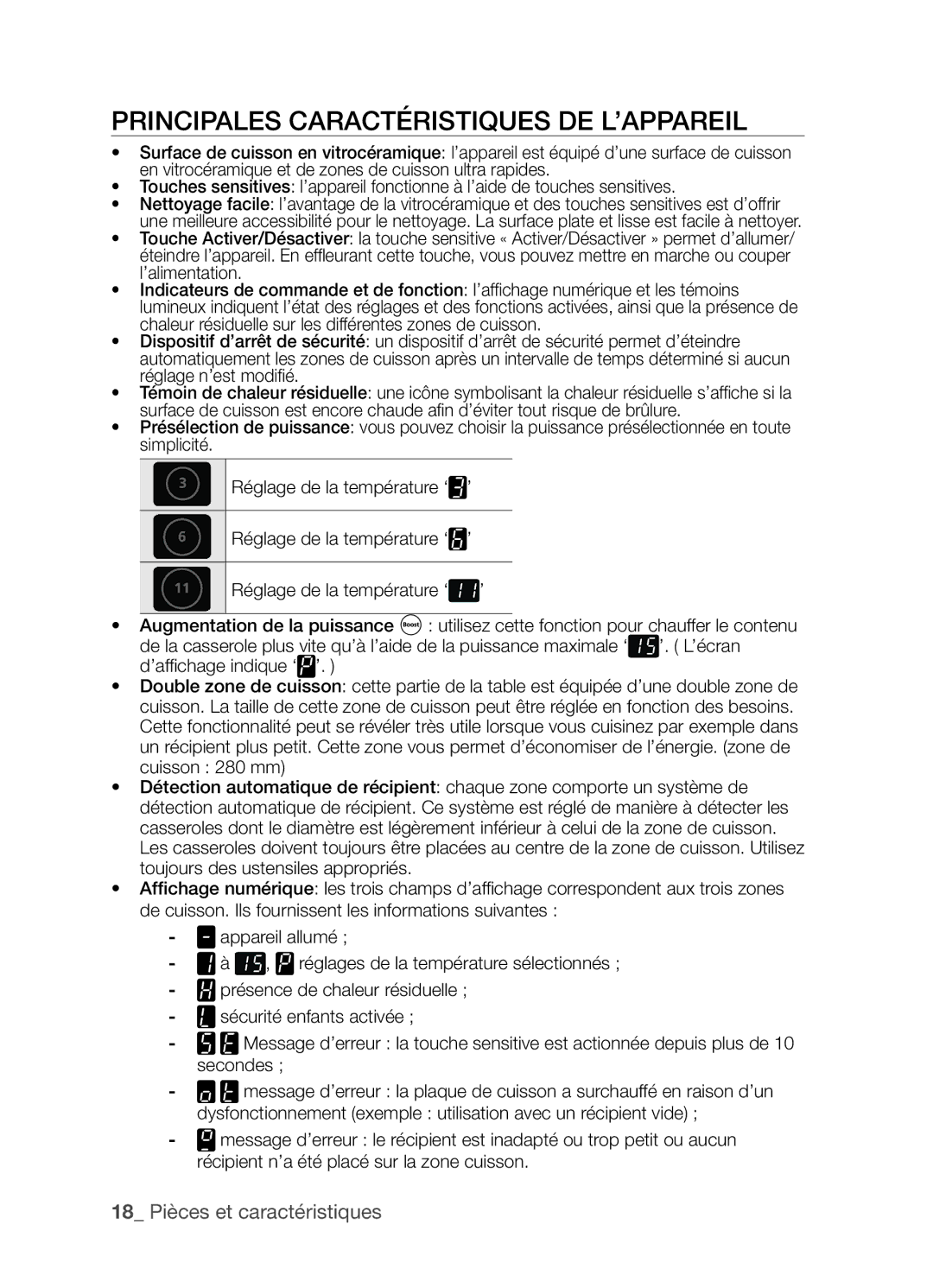 Samsung CTN363KB01/XEF manual Principales caractéristiques de l’appareil 