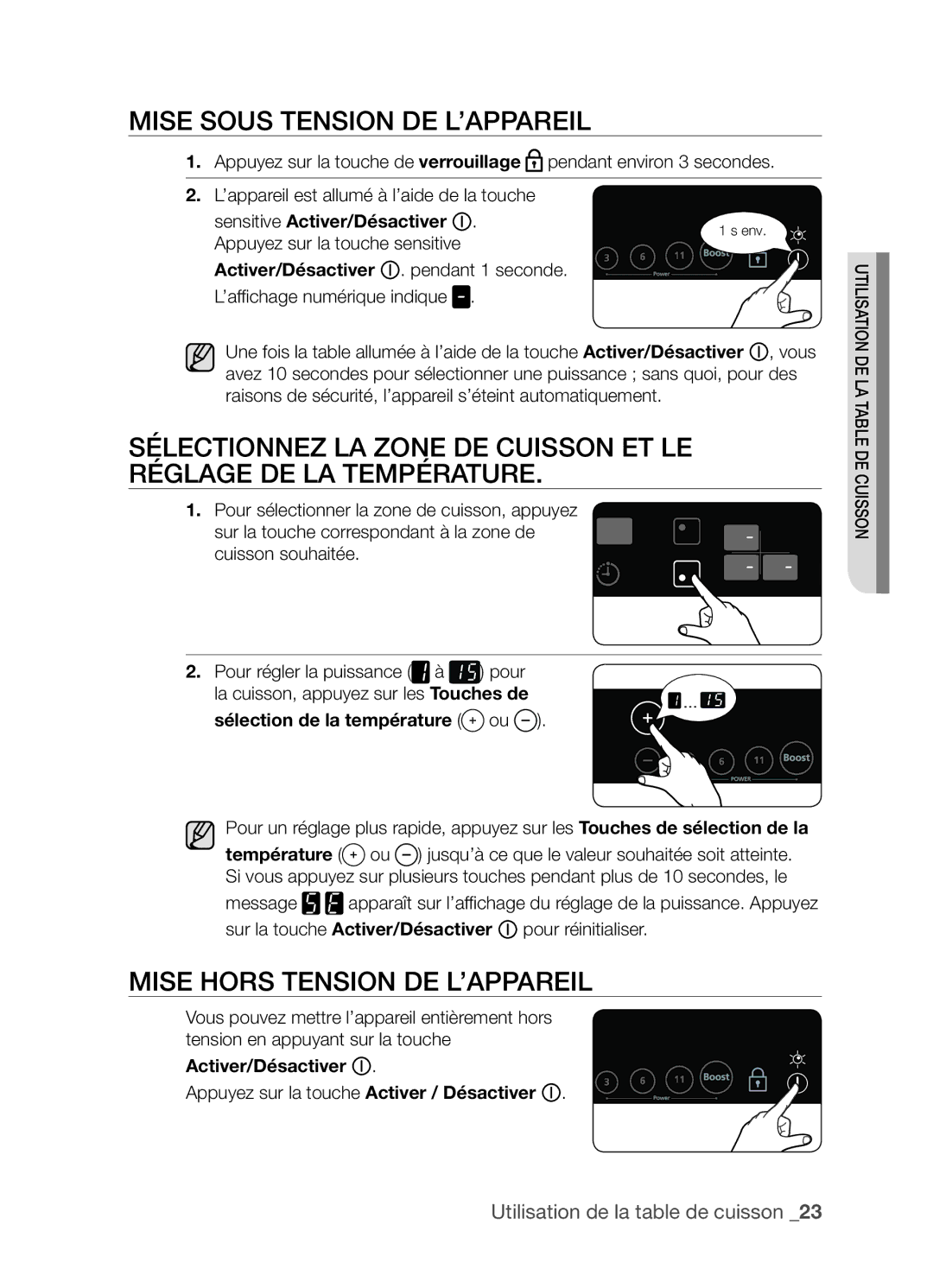 Samsung CTN363KB01/XEF manual Mise sous tension de l’appareil, Mise hors tension de l’appareil 