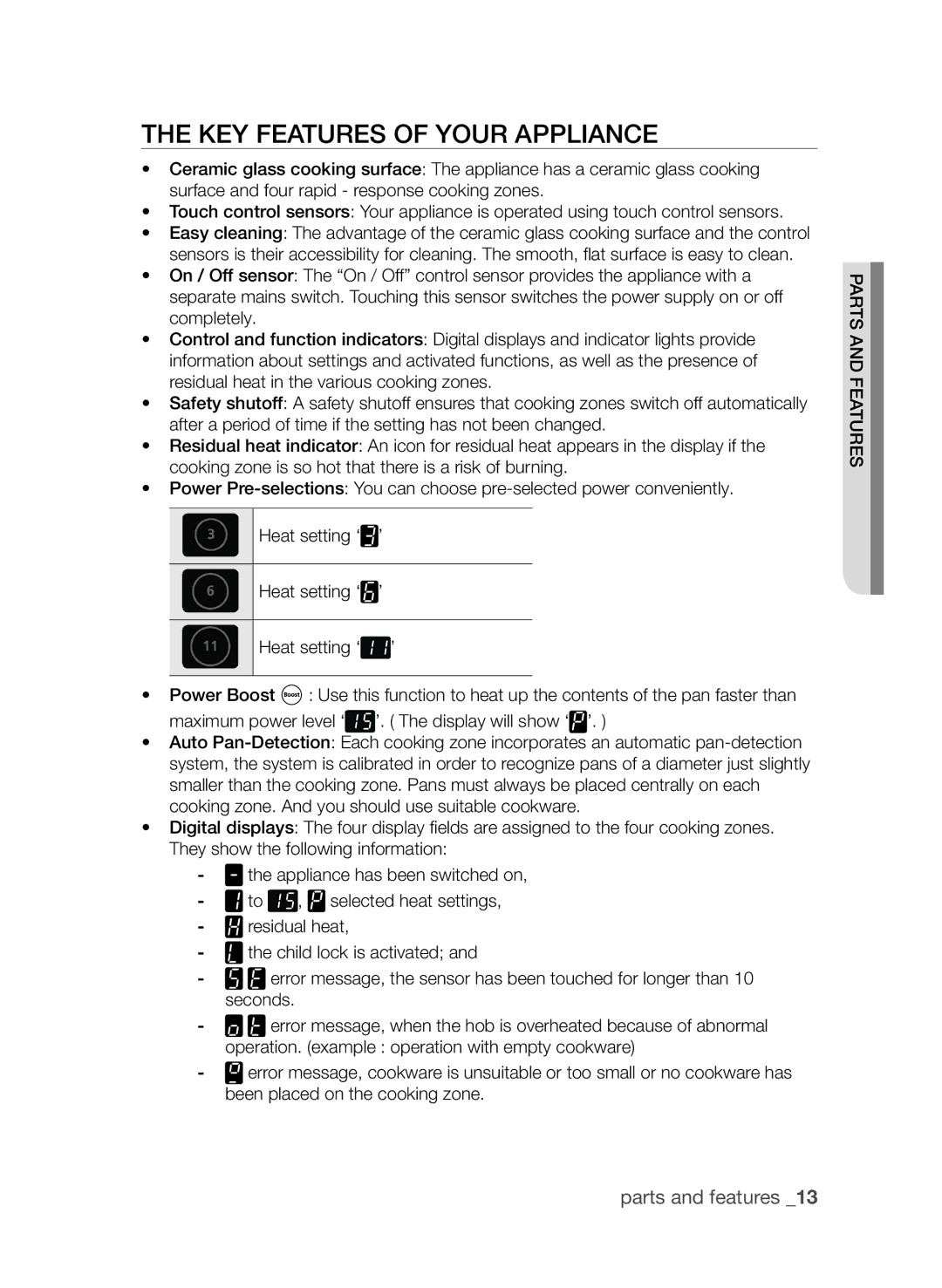 Samsung CTI613EH, CTN364D001 user manual Key features of your appliance 