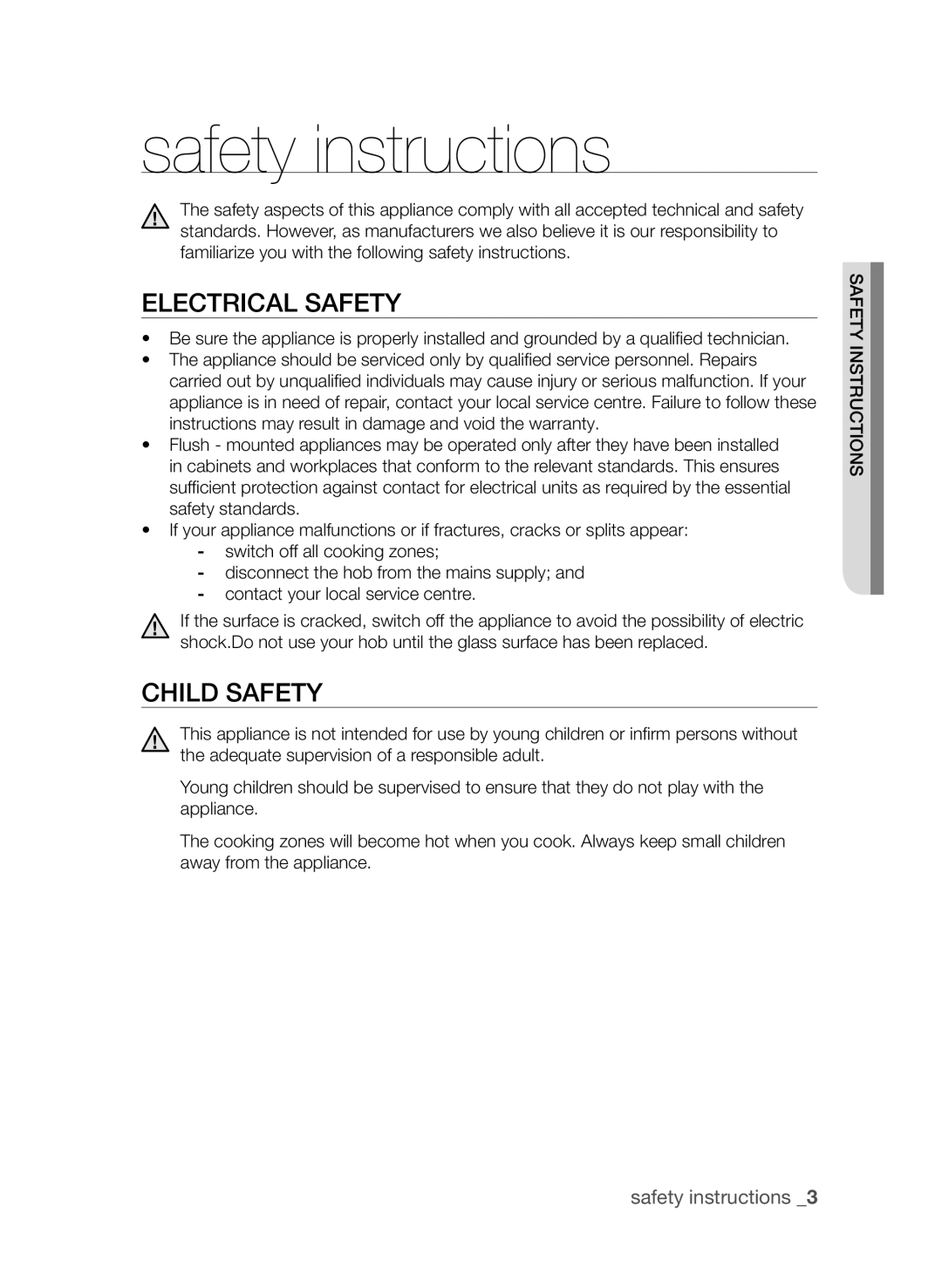 Samsung CTI613EH, CTN364D001 user manual safety instructions, Electrical safety, Child safety 