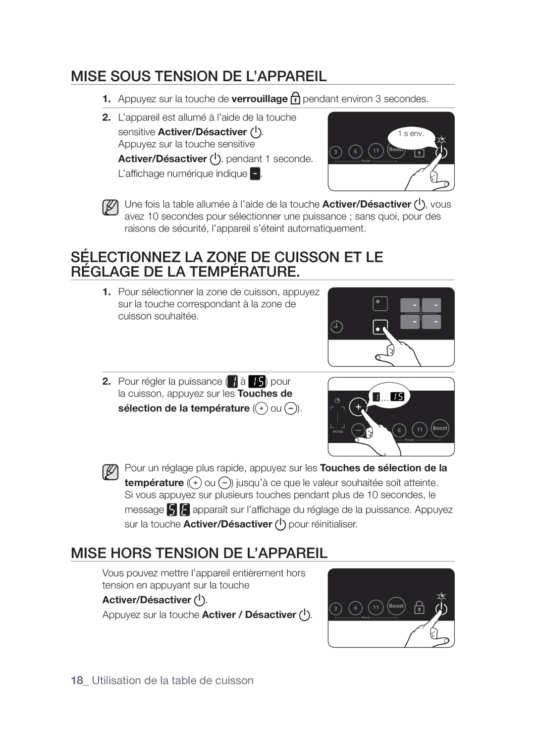 Samsung CTN364DC01/XEF manual Mise sous tension de l’appareil, Mise hors tension de l’appareil 