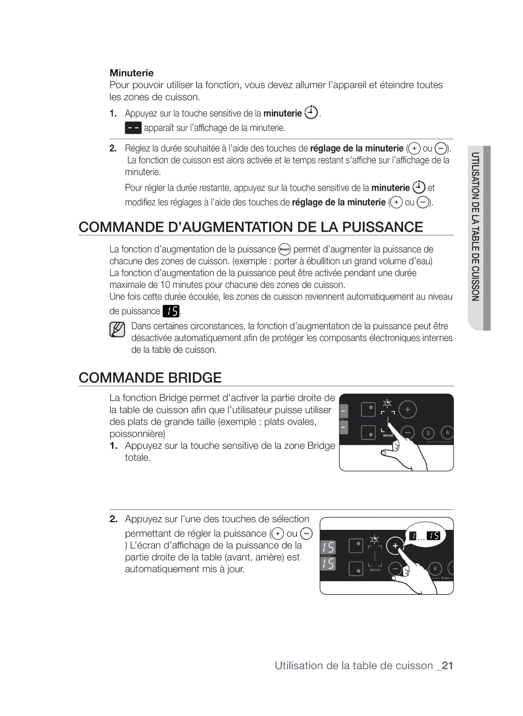 Samsung CTN364DC01/XEF manual Commande d’augmentation de la puissance, Commande Bridge 