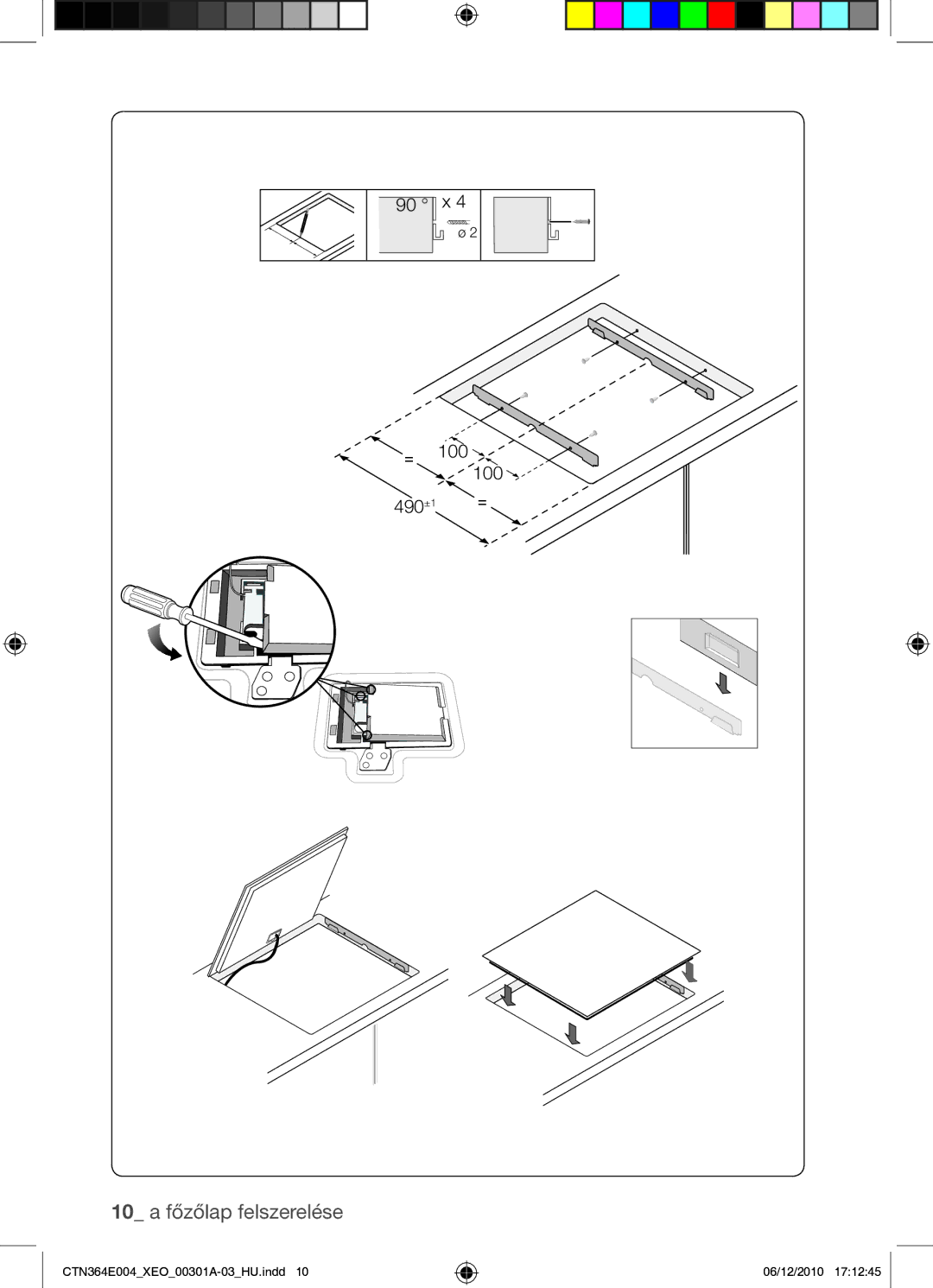 Samsung CTN364E004/XEO manual 10 a főzőlap felszerelése 