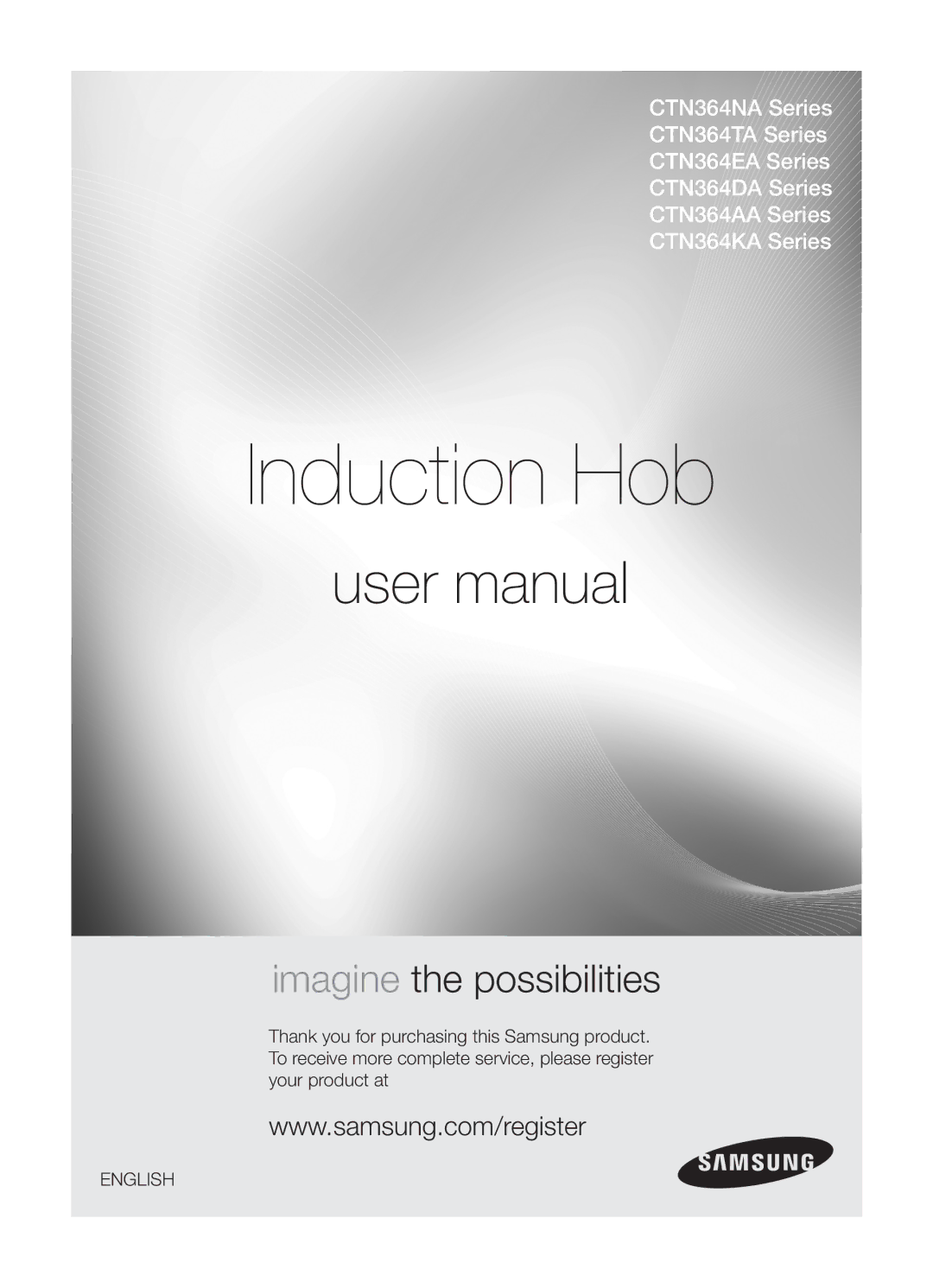 Samsung CTN364EA01/SLI manual Induction Hob 