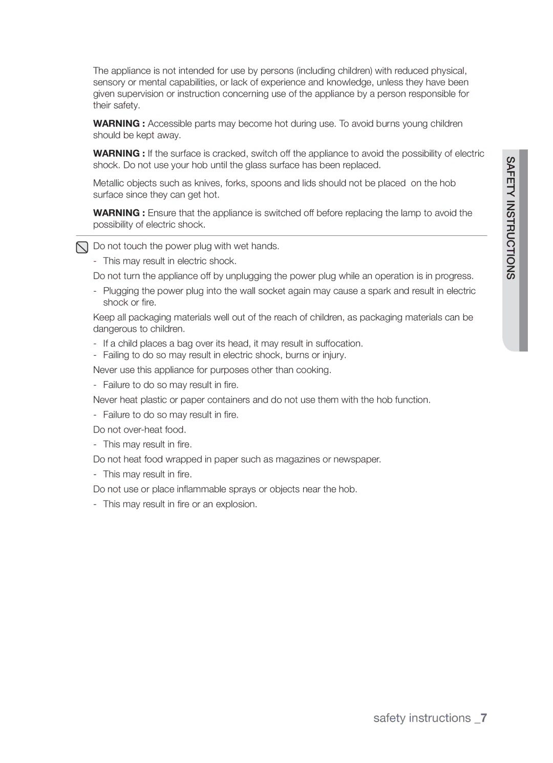 Samsung CTN364EA01/SLI manual Safety instructions 