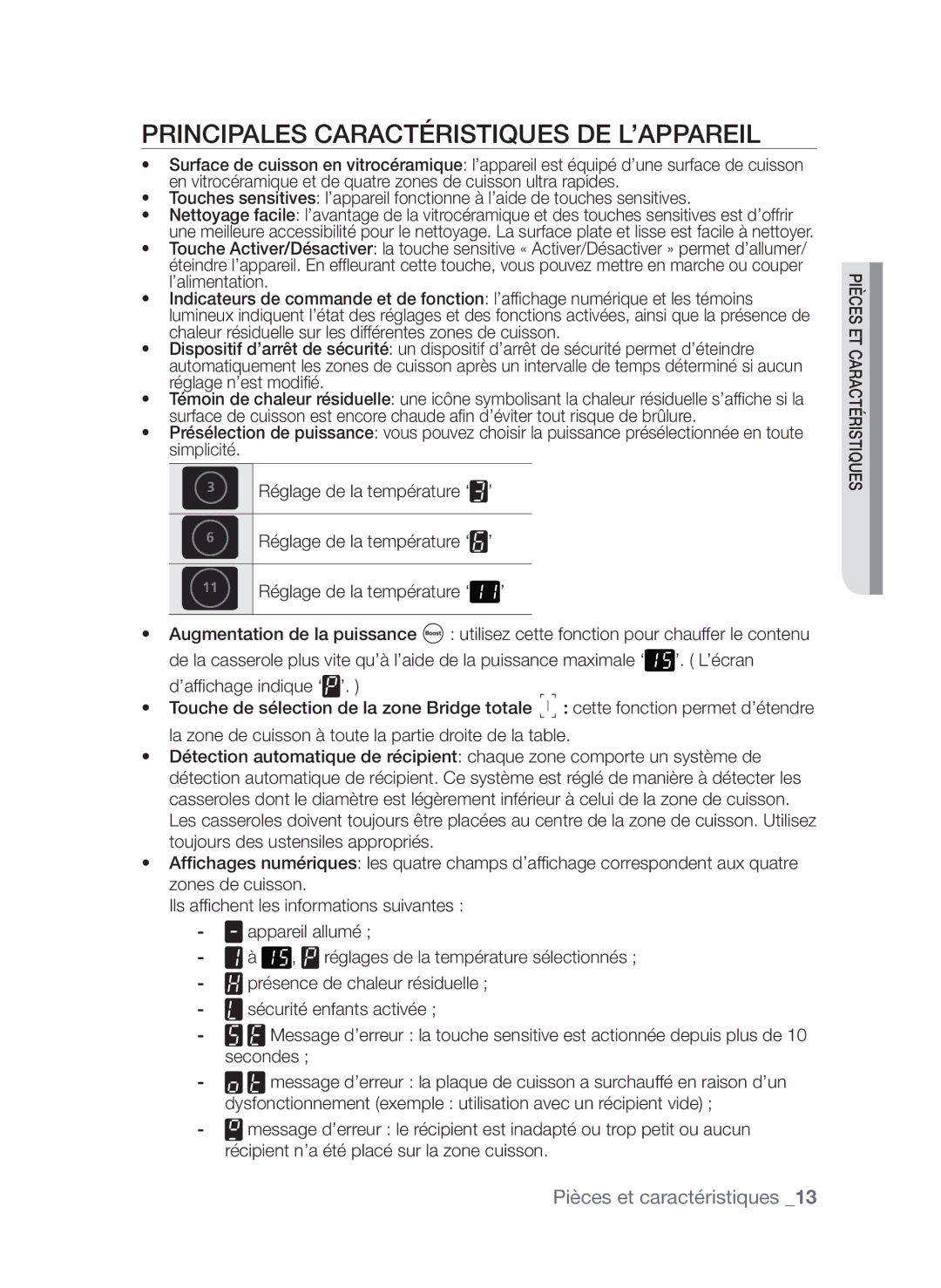 Samsung CTN364N006/XEF manual Principales caractéristiques de l’appareil 