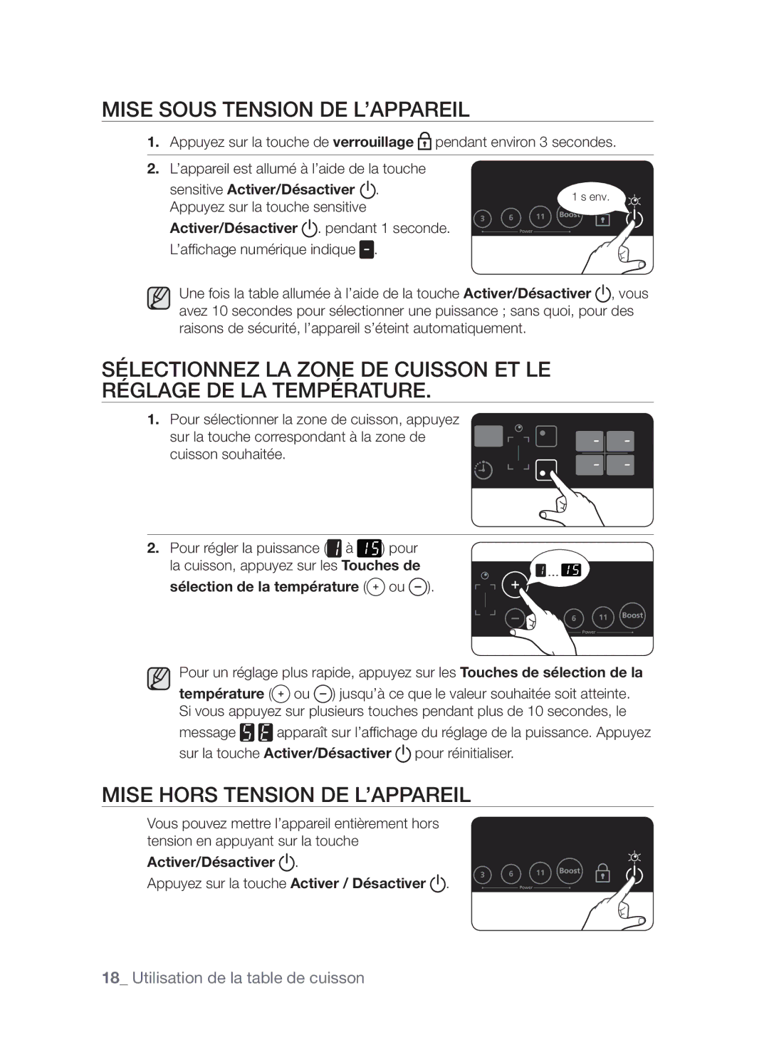 Samsung CTN364N006/XEF manual Mise sous tension de l’appareil, Mise hors tension de l’appareil 