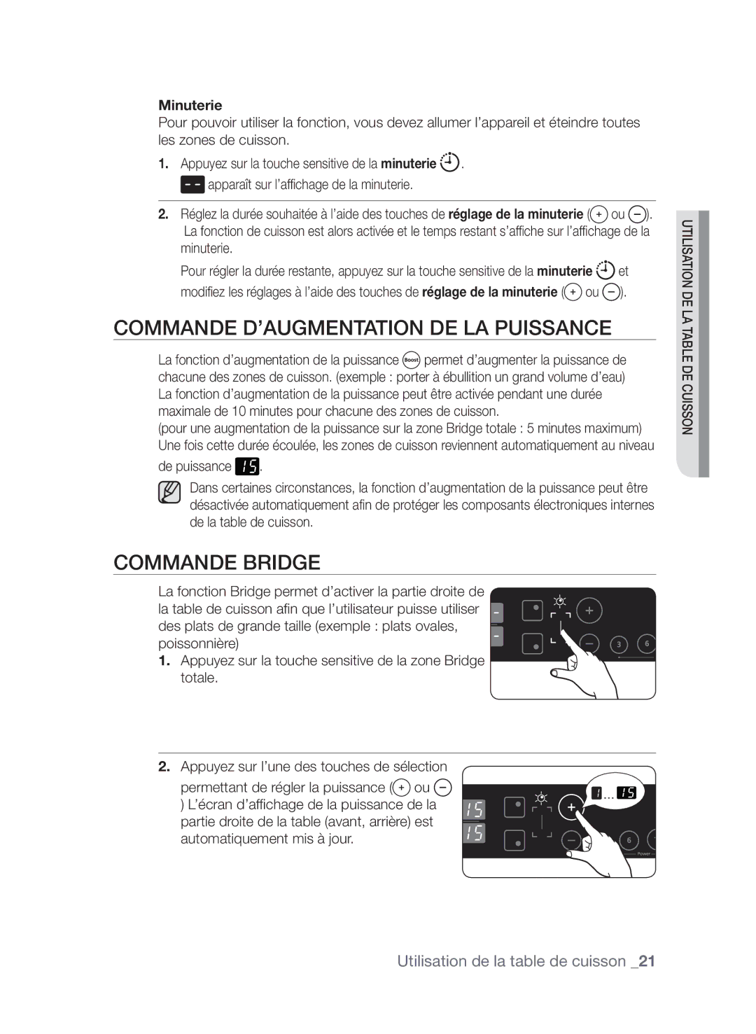 Samsung CTN364N006/XEF manual Commande d’augmentation de la puissance, Commande Bridge 