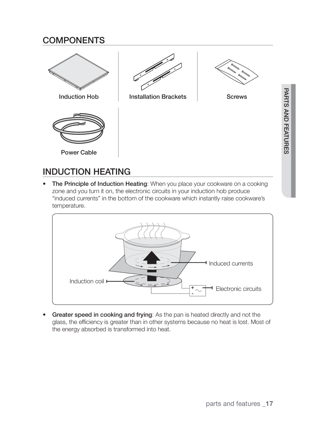 Samsung CTN364NC01/SLI manual Components, Induction heating 