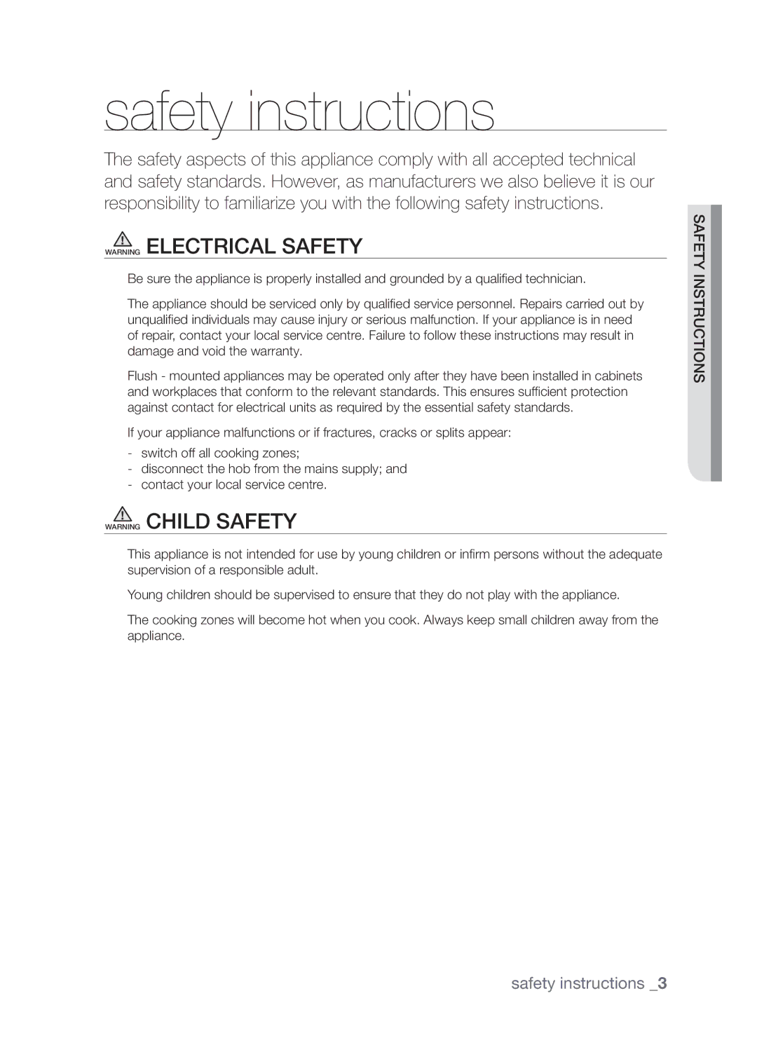 Samsung CTN364NC01/SLI manual Safety instructions 