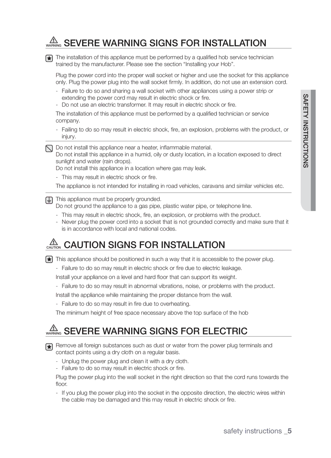 Samsung CTN364NC01/SLI manual Safety instructions 