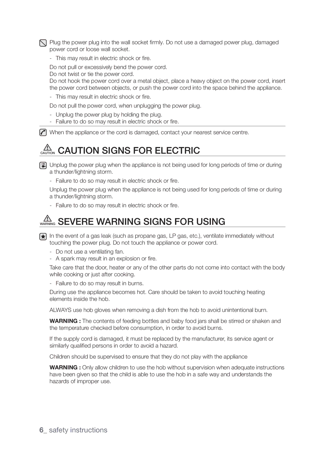 Samsung CTN364NC01/SLI manual Safety instructions 