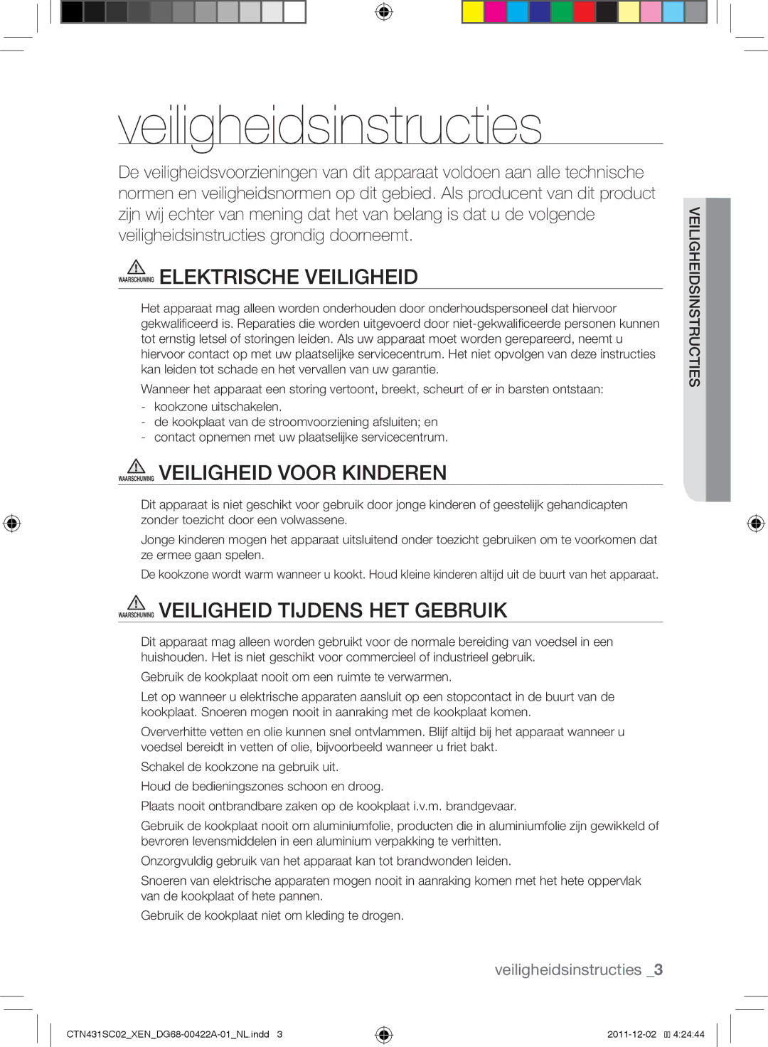 Samsung CTN431SC0R/XET Veiligheidsinstructies, Waarschuwing Elektrische veiligheid, Waarschuwing Veiligheid voor kinderen 