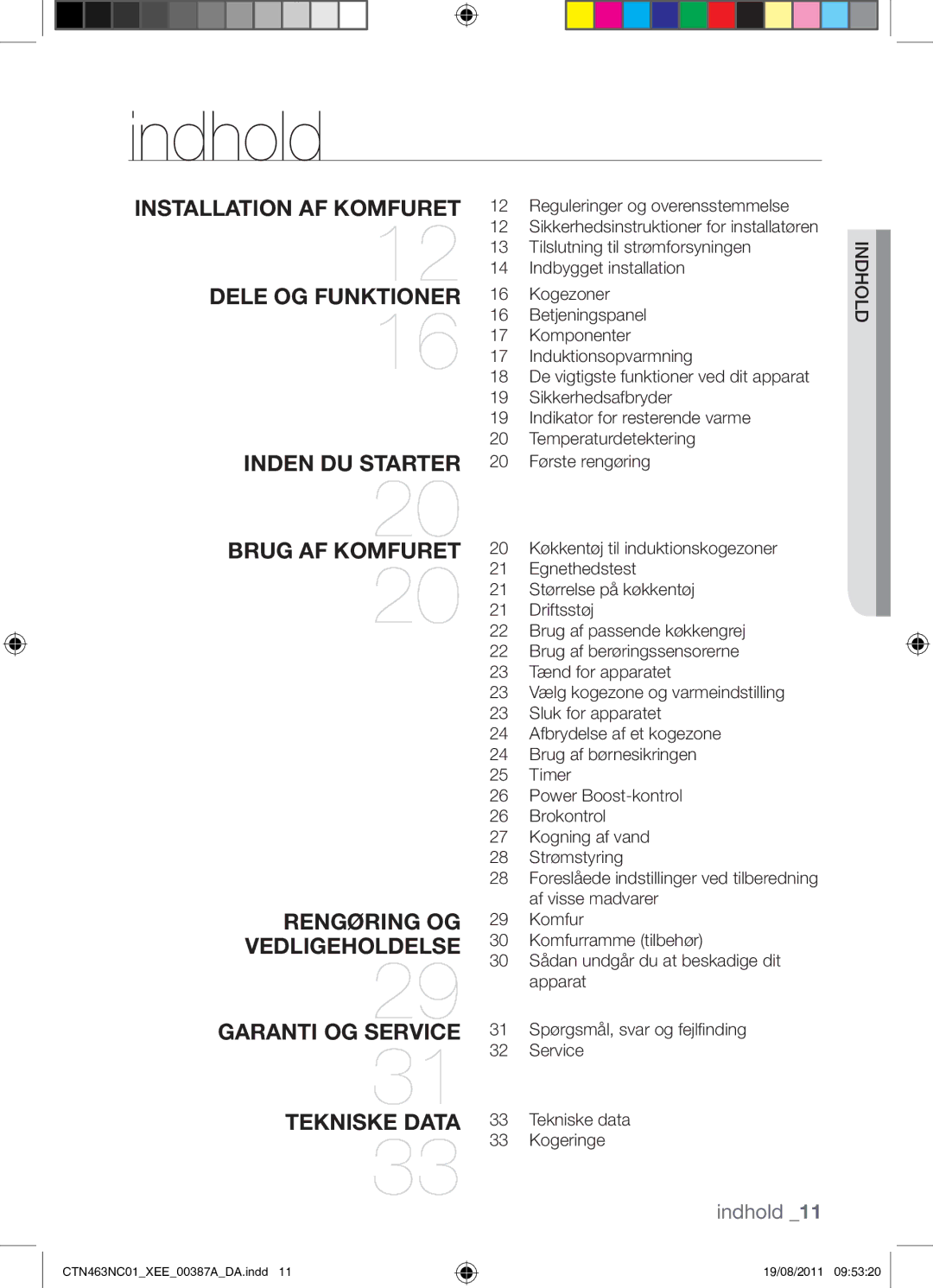 Samsung CTN463NC01/XEE manual Indhold 