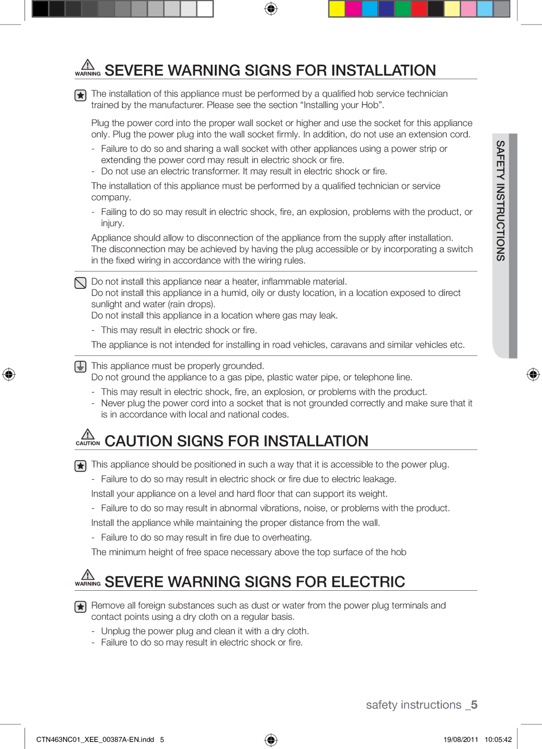 Samsung CTN463NC01/XEE manual Safety instructions 