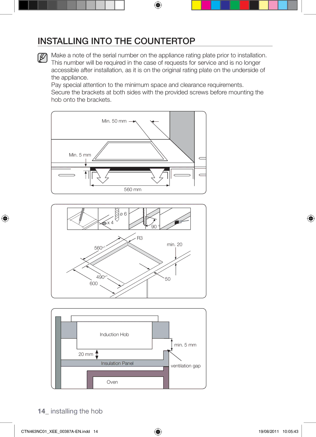 Samsung CTN463NC01/XEE manual Installing Into the Countertop 