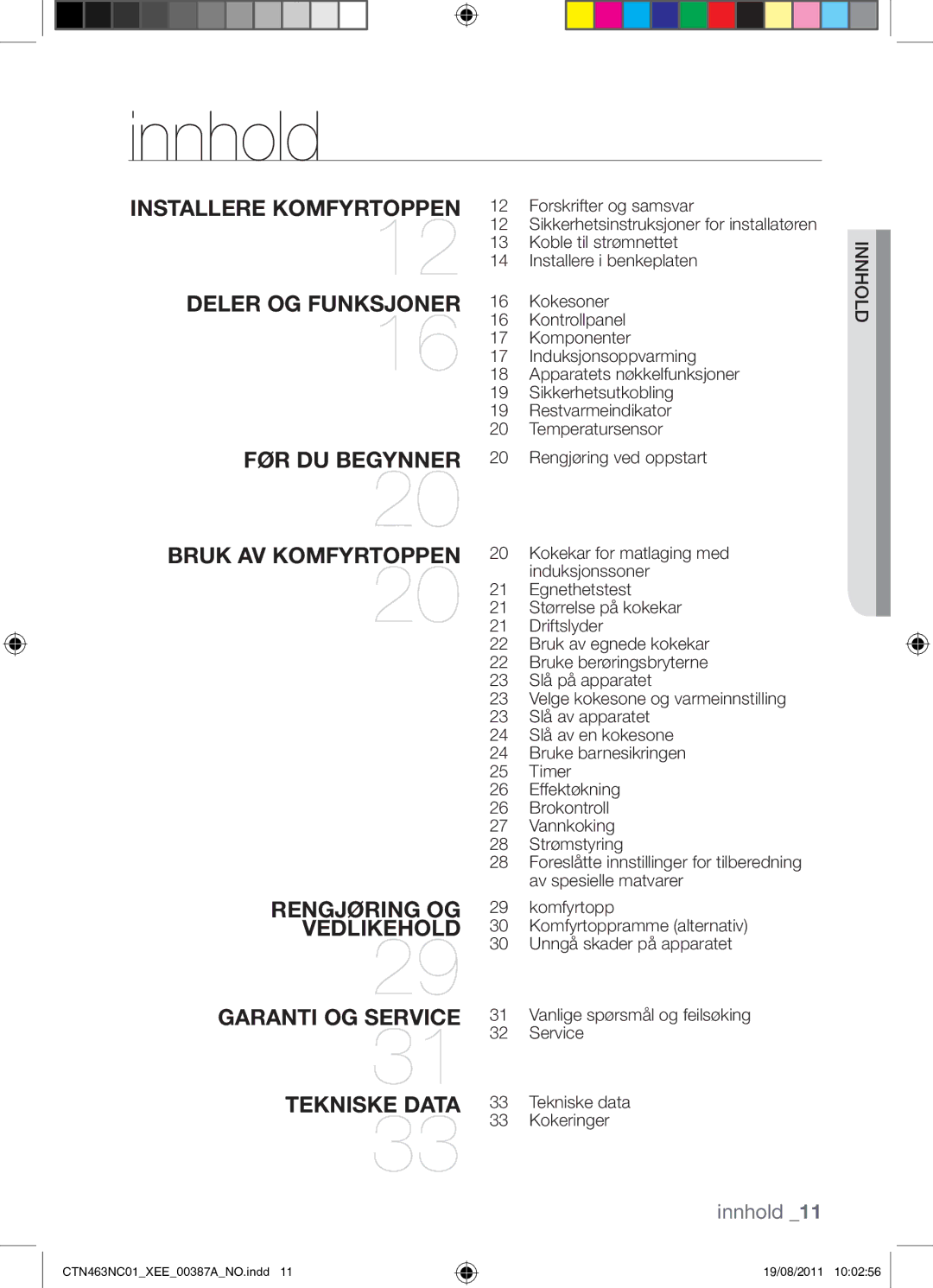 Samsung CTN463NC01/XEE manual Innhold 