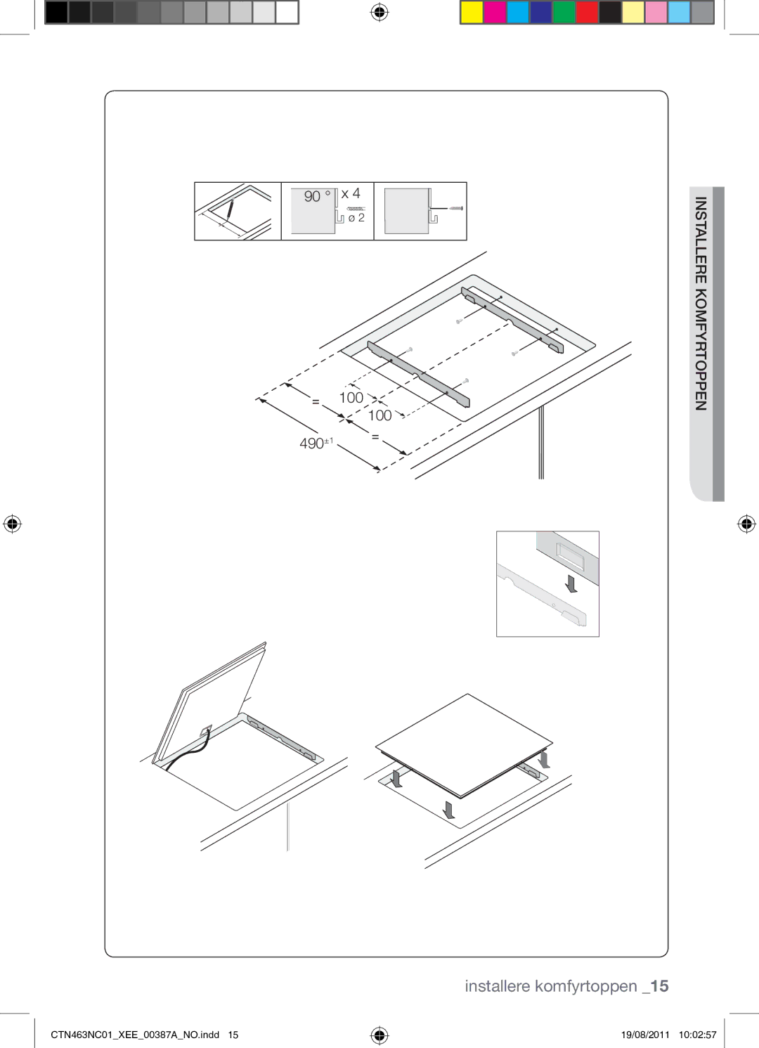 Samsung CTN463NC01/XEE manual 100, Komfyrtoppeninstallere 