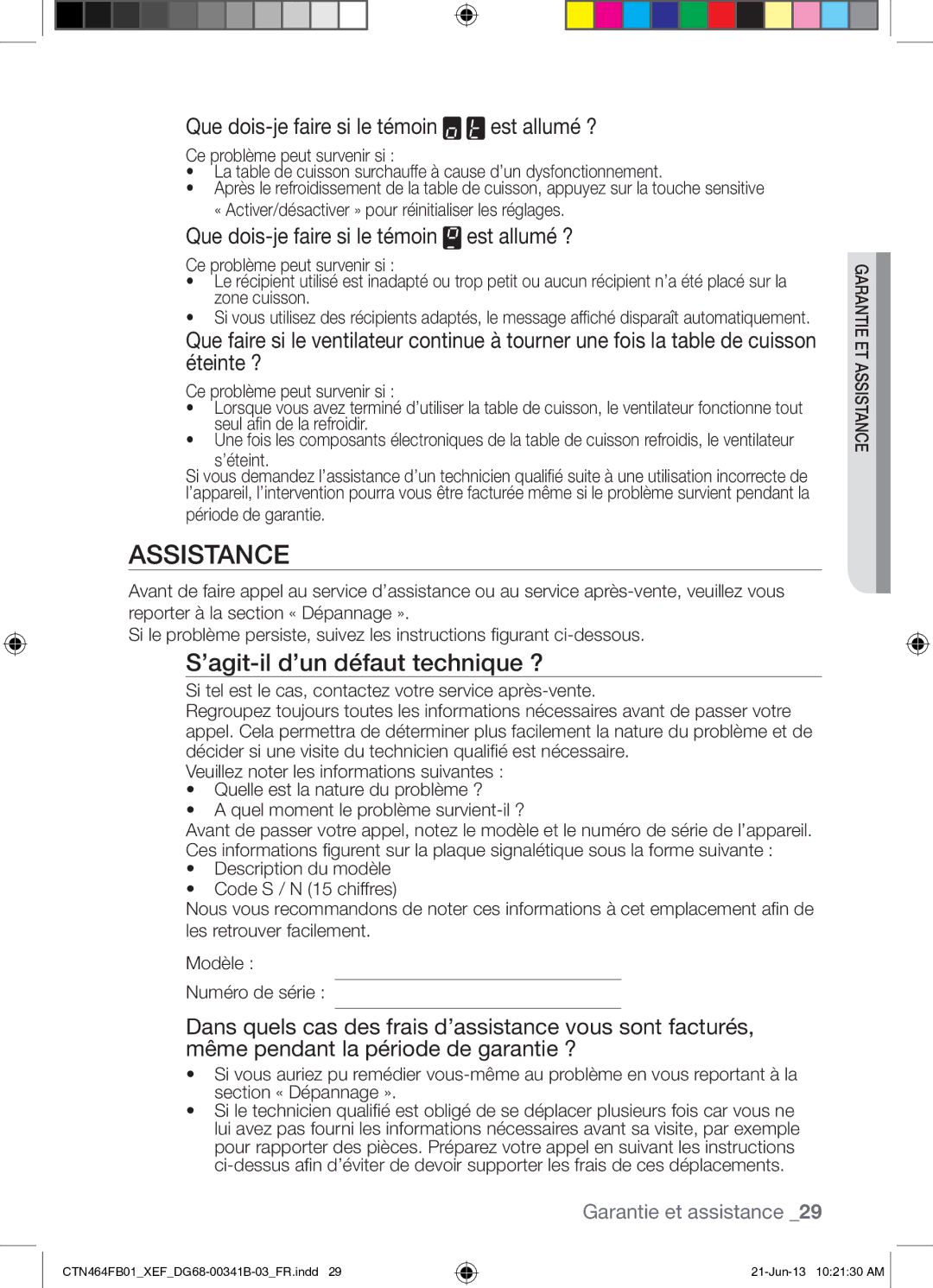 Samsung CTN464FB01/XEF manual Assistance, ’agit-il d’un défaut technique ?, Période de garantie 