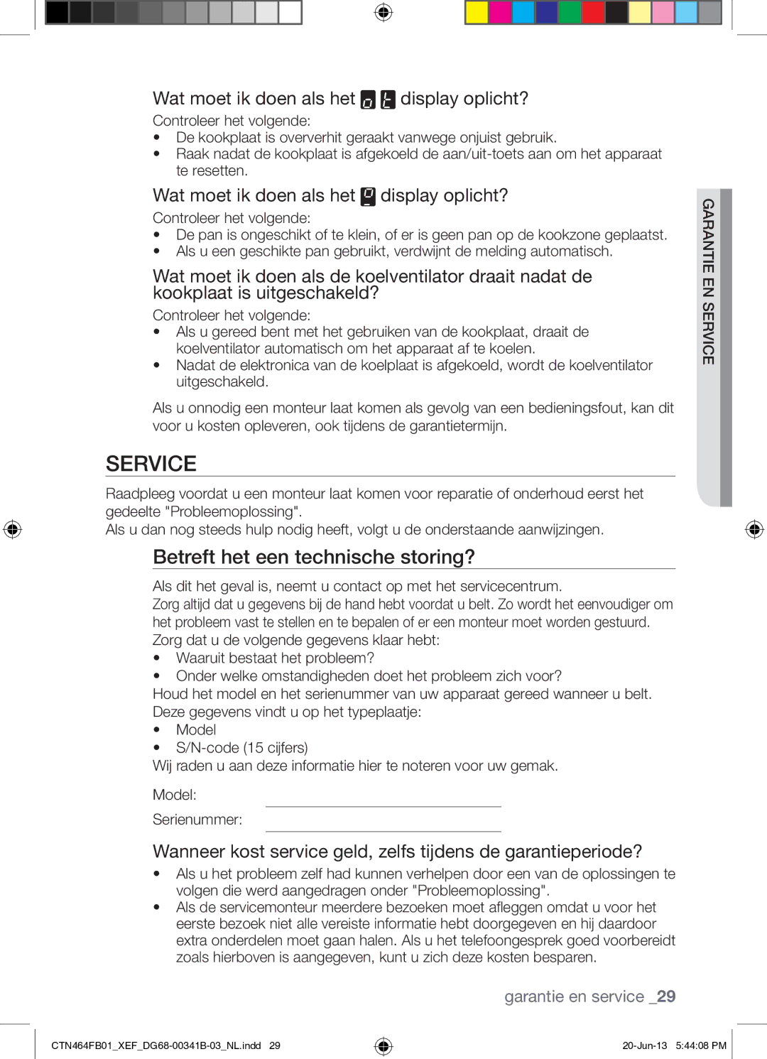 Samsung CTN464FB01/XEF manual Service, Betreft het een technische storing?, Enservice garantie 