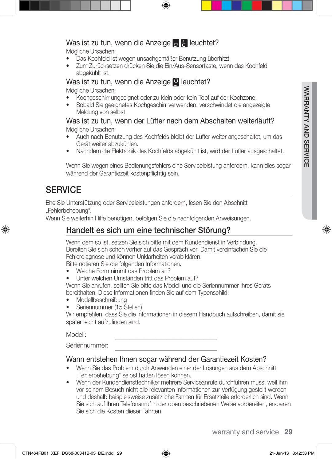 Samsung CTN464FB01/XEF manual Handelt es sich um eine technischer Störung?, Gerät weiter abzukühlen, Nta irrcewaservnd y a 