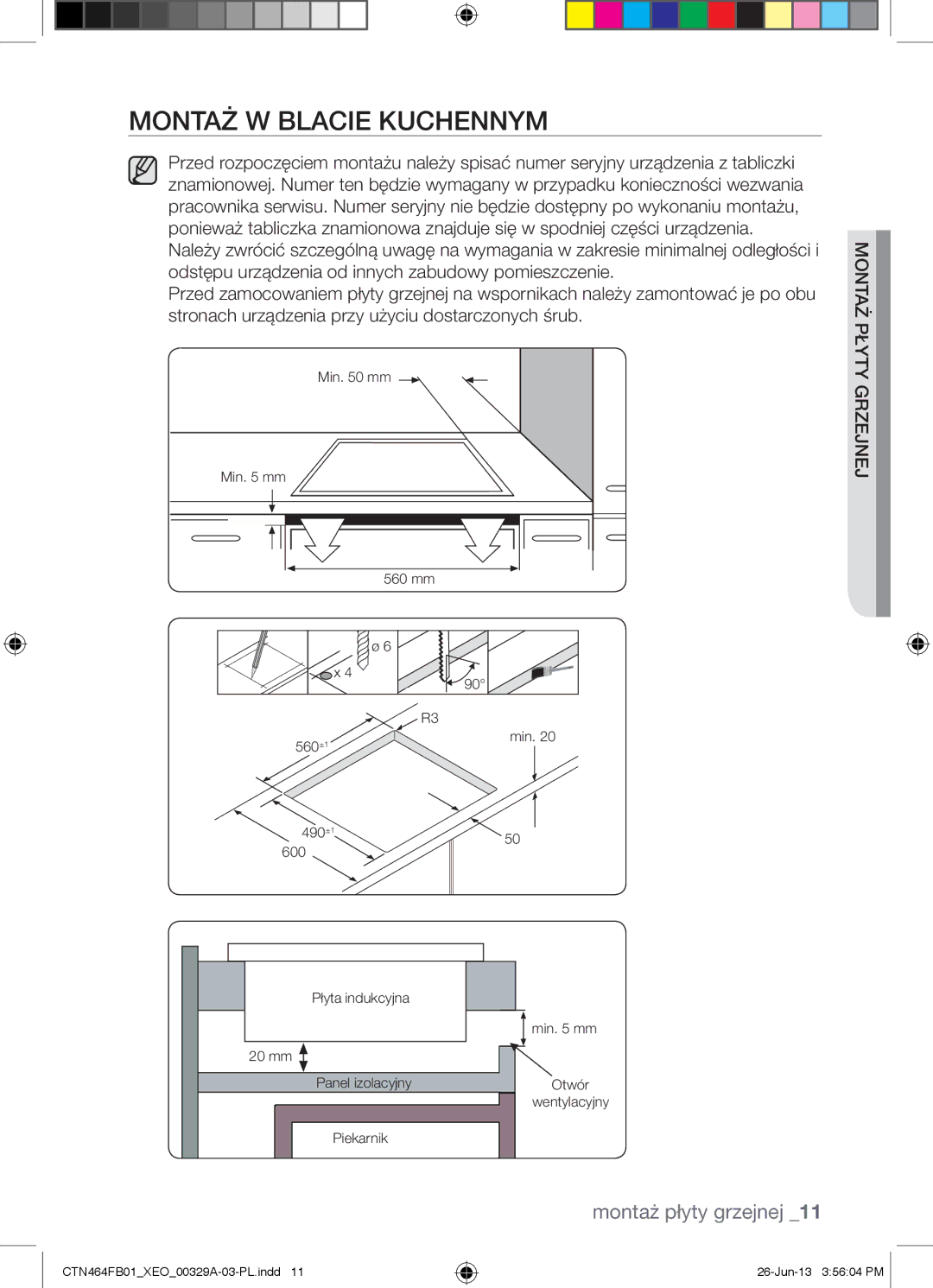 Samsung CTN464FB01/XEO manual Montaż W Blacie Kuchennym 