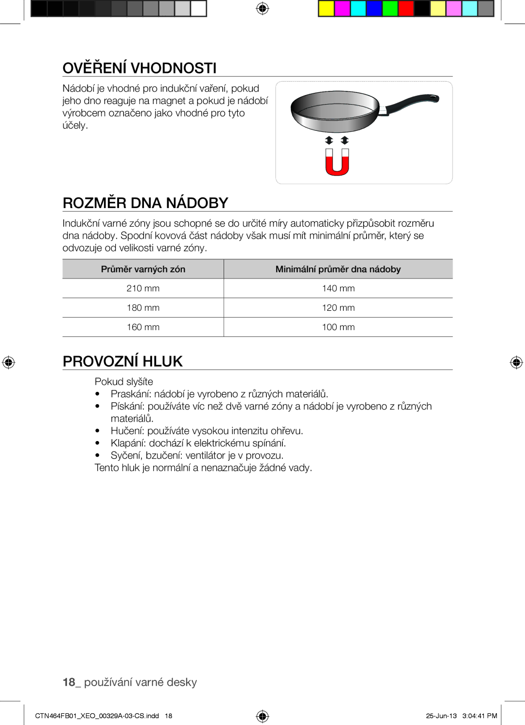 Samsung CTN464FB01/XEO manual Ověření Vhodnosti, Rozměr DNA Nádoby, Provozní Hluk 