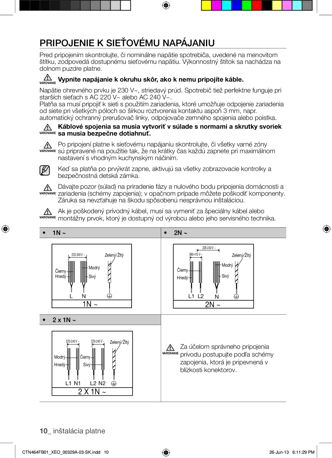 Samsung CTN464FB01/XEO manual Pripojenie K Sieťovému Napájaniu, 2N ~, Zapojenia, ktorá je pripevnená, Blízkosti konektorov 