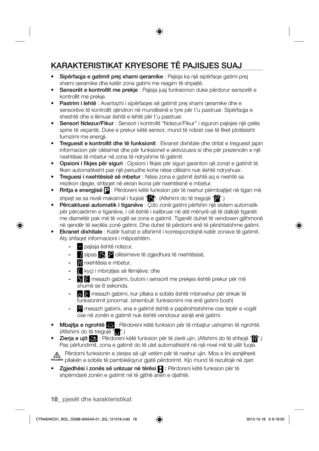 Samsung CTN464KC01/BOL manual Karakteristikat Kryesore TË Pajisjes Suaj 