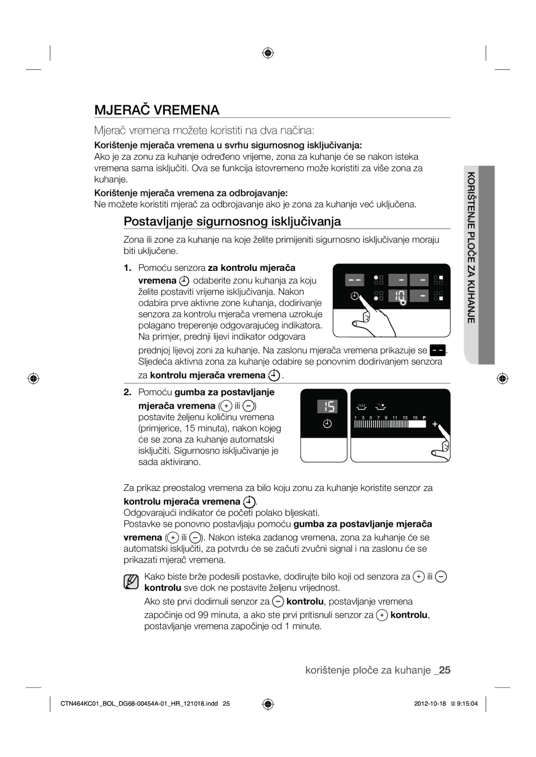 Samsung CTN464KC01/BOL manual Mjerač Vremena, Postavljanje sigurnosnog isključivanja 