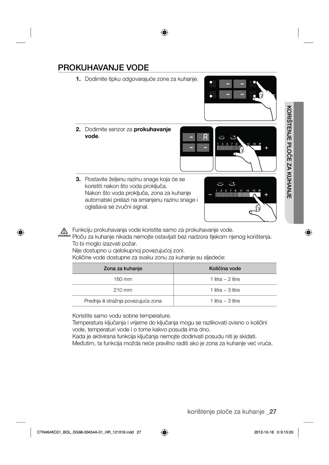 Samsung CTN464KC01/BOL manual Prokuhavanje Vode 