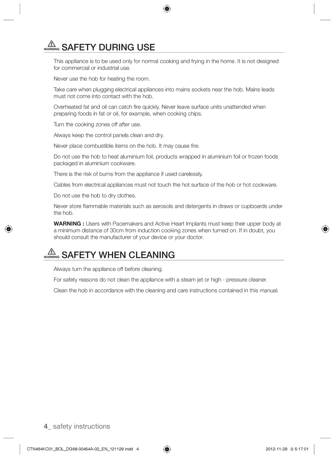 Samsung CTN464KC01/XEO, CTN464KC01/BOL manual Safety instructions 