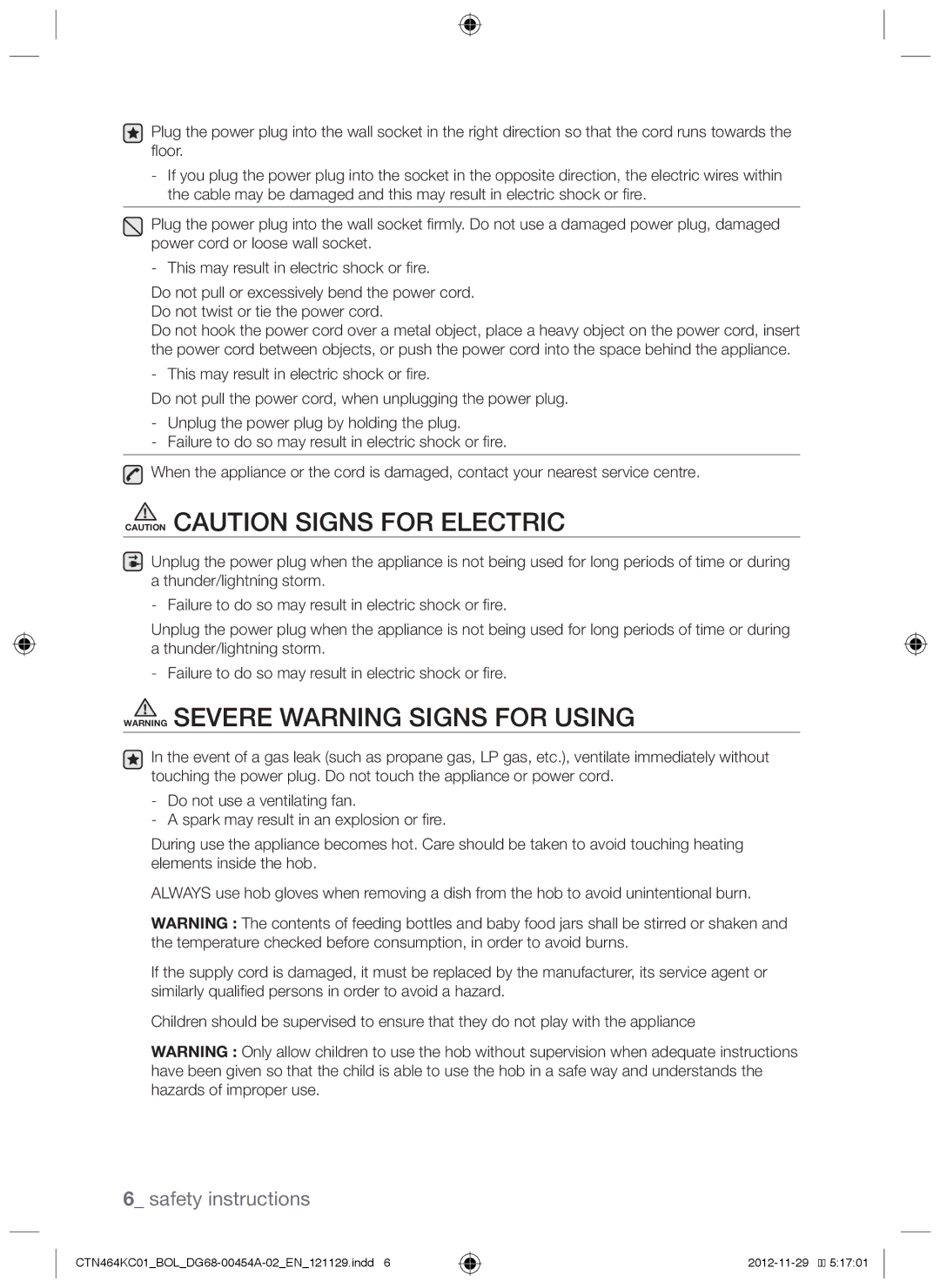 Samsung CTN464KC01/XEO, CTN464KC01/BOL manual Safety instructions 