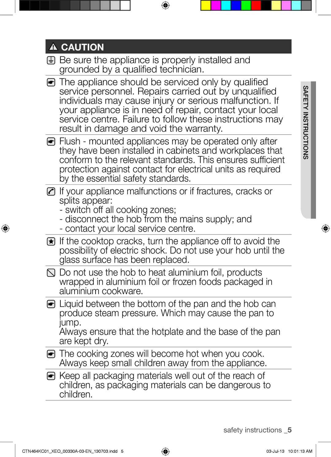 Samsung CTN464NC01/XEO, CTN464KC01/XEO, CTN464KC01/BOL manual Safety instructions 