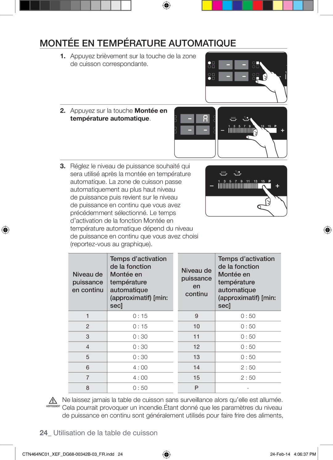 Samsung CTN464NC01/XEF manual Montée EN Température Automatique, Température automatique 