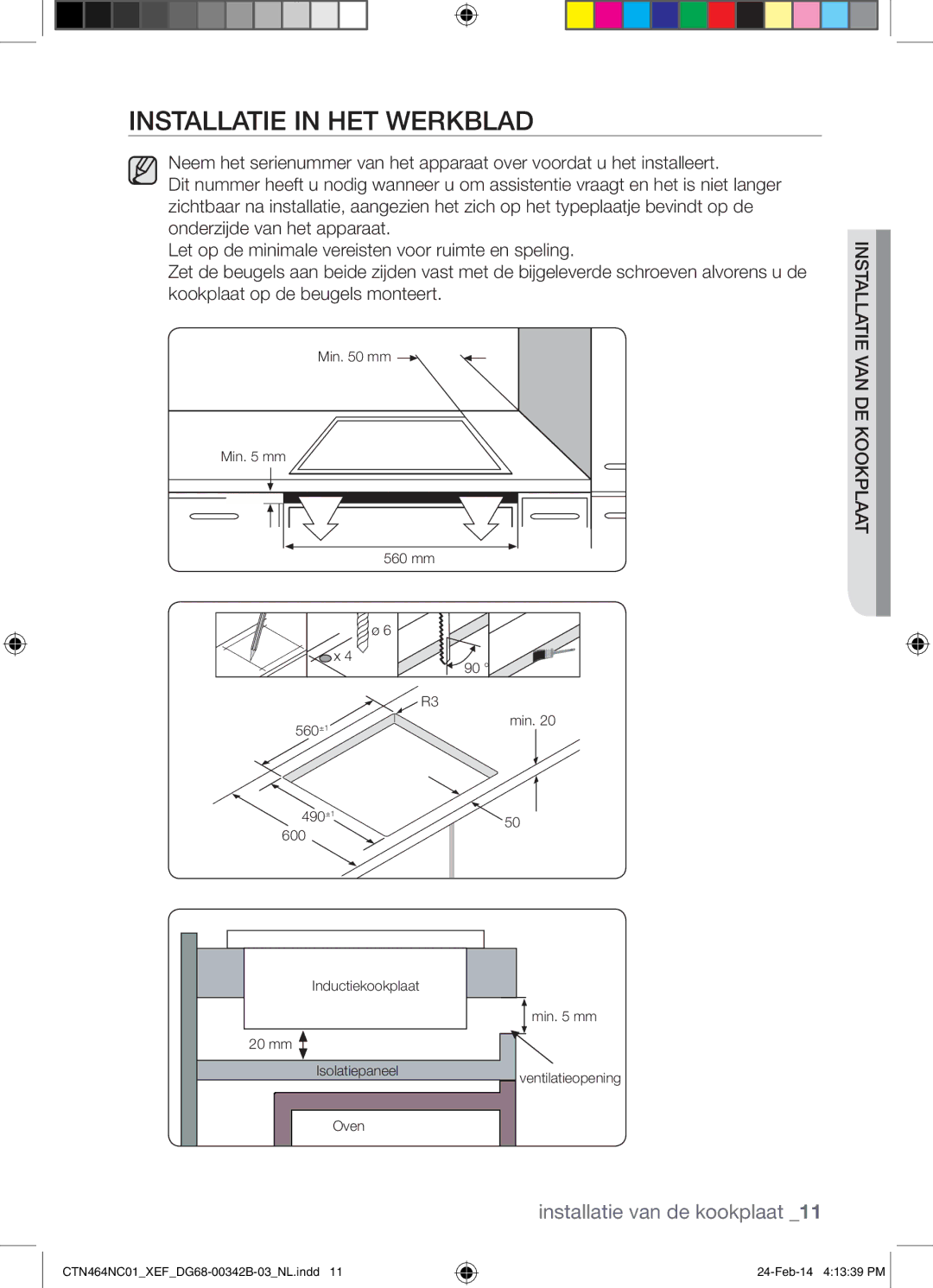 Samsung CTN464NC01/XEF manual Installatie in HET Werkblad 