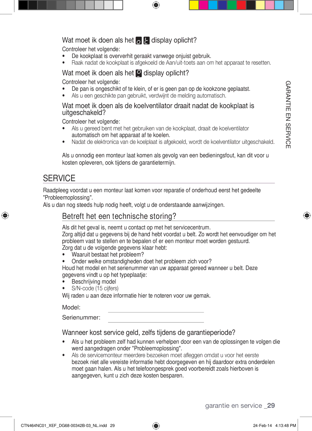 Samsung CTN464NC01/XEF manual Service, Betreft het een technische storing?, Ce ervi s ien nt gara 