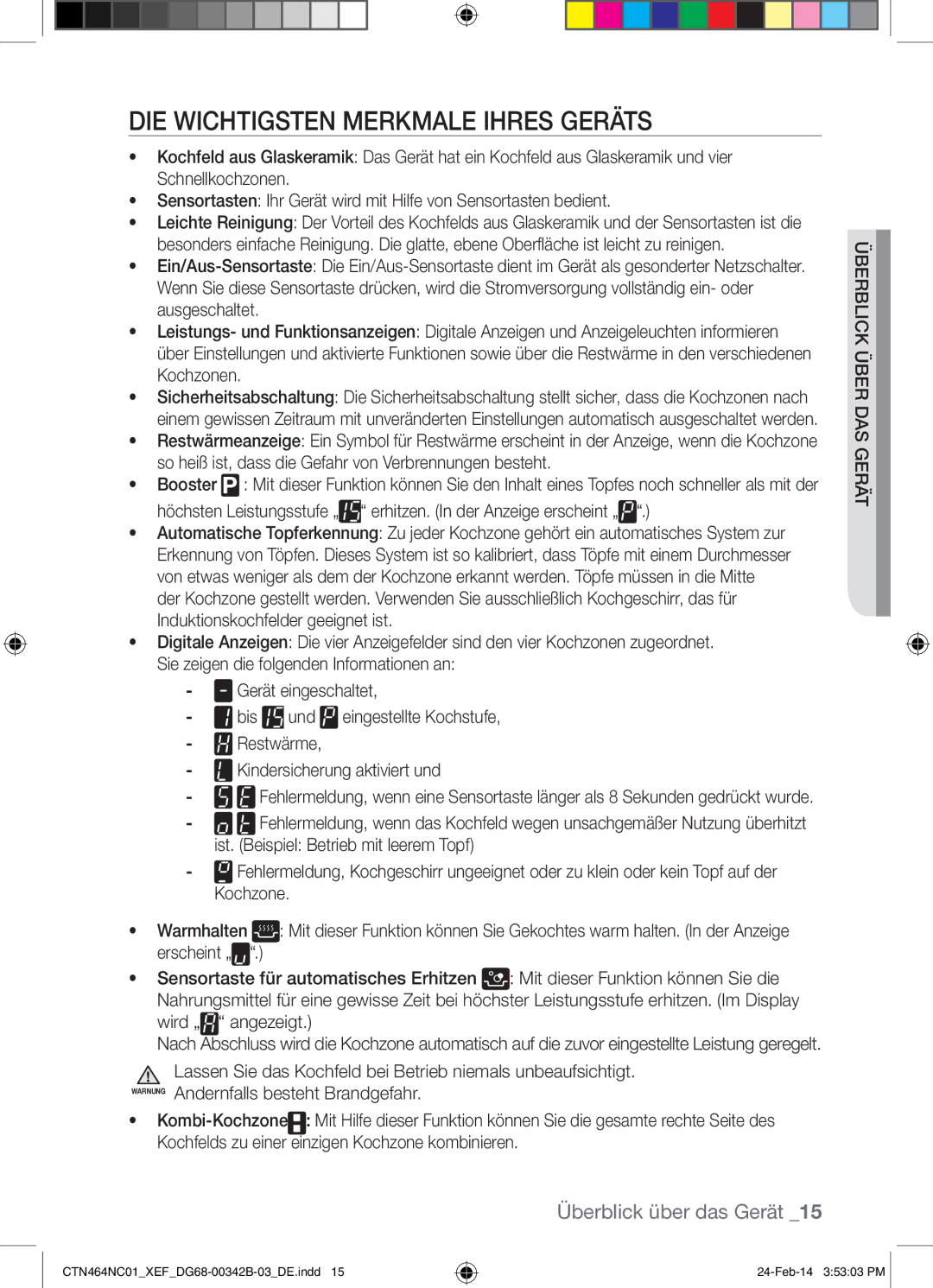 Samsung CTN464NC01/XEF manual DIE Wichtigsten Merkmale Ihres Geräts, Überckli Überb ä sGera t 