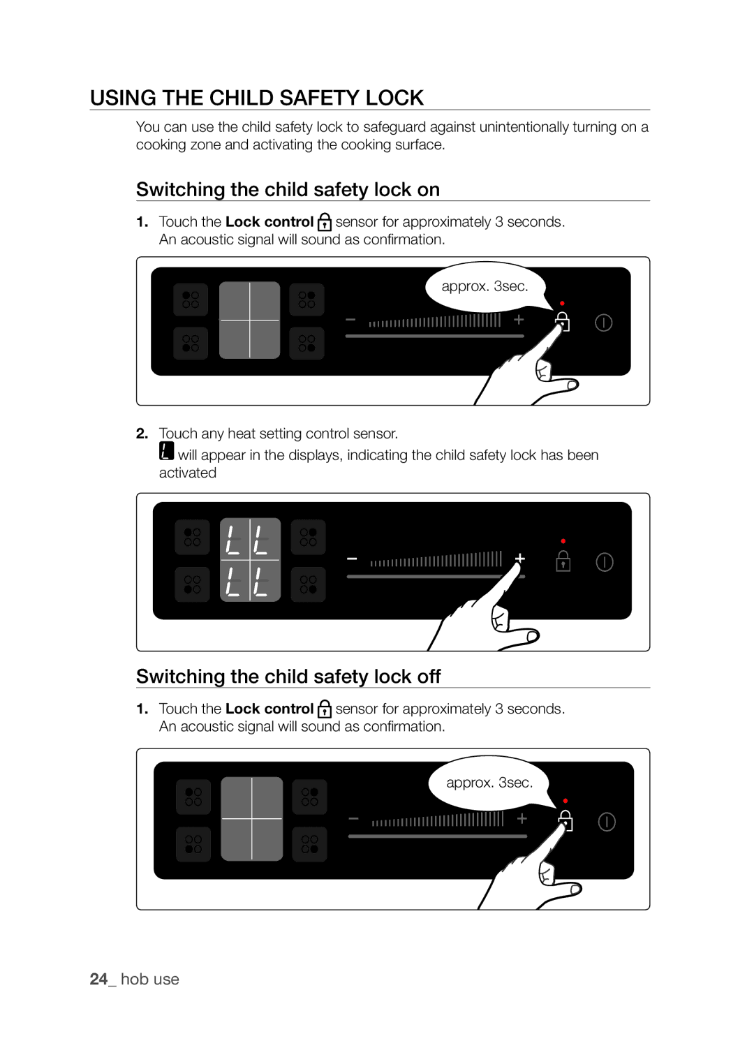 Samsung CTR164NB01/BOL manual Using the child safety lock, Switching the child safety lock on 