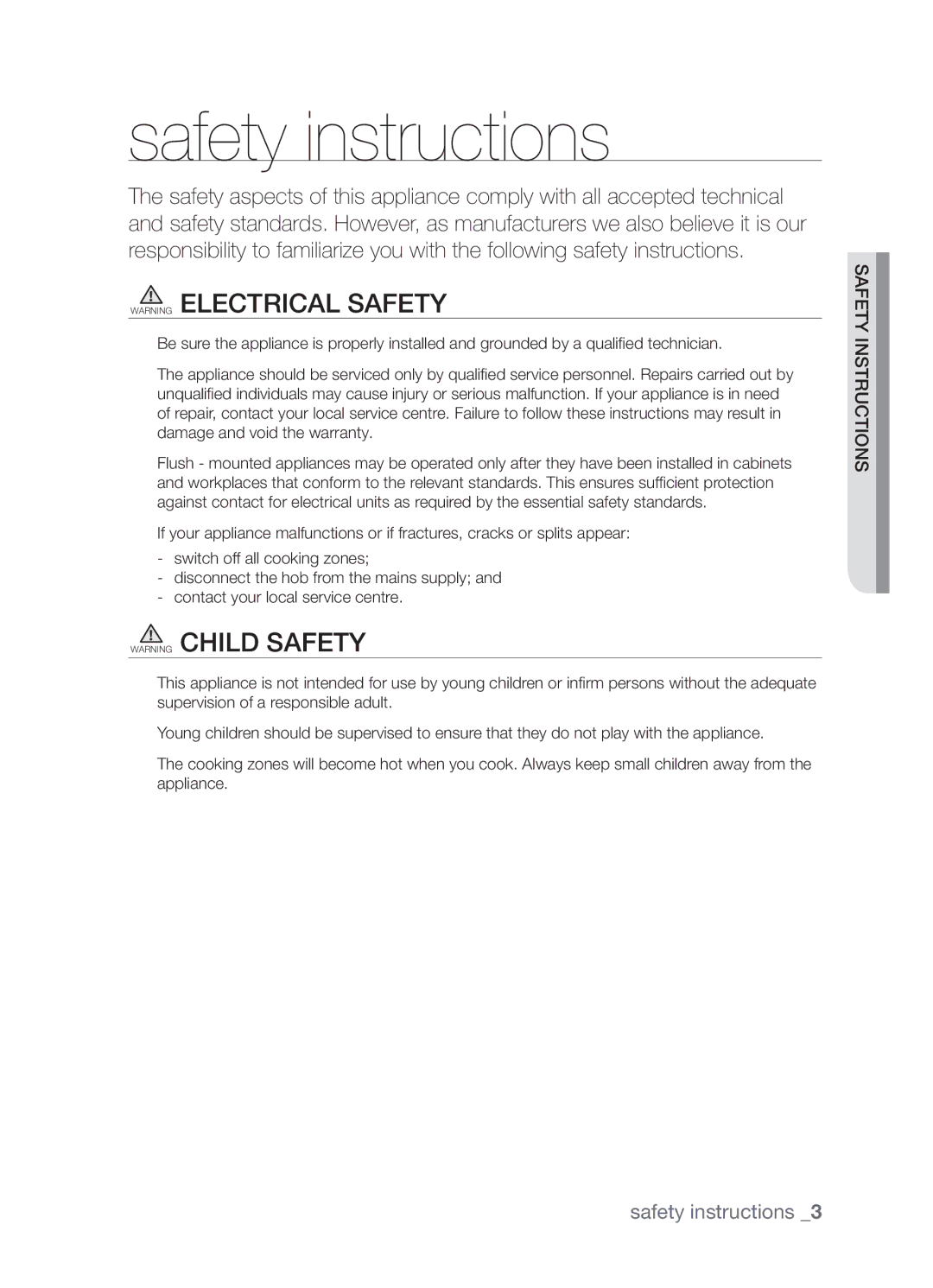 Samsung CTR164NB01/BOL manual Safety instructions 