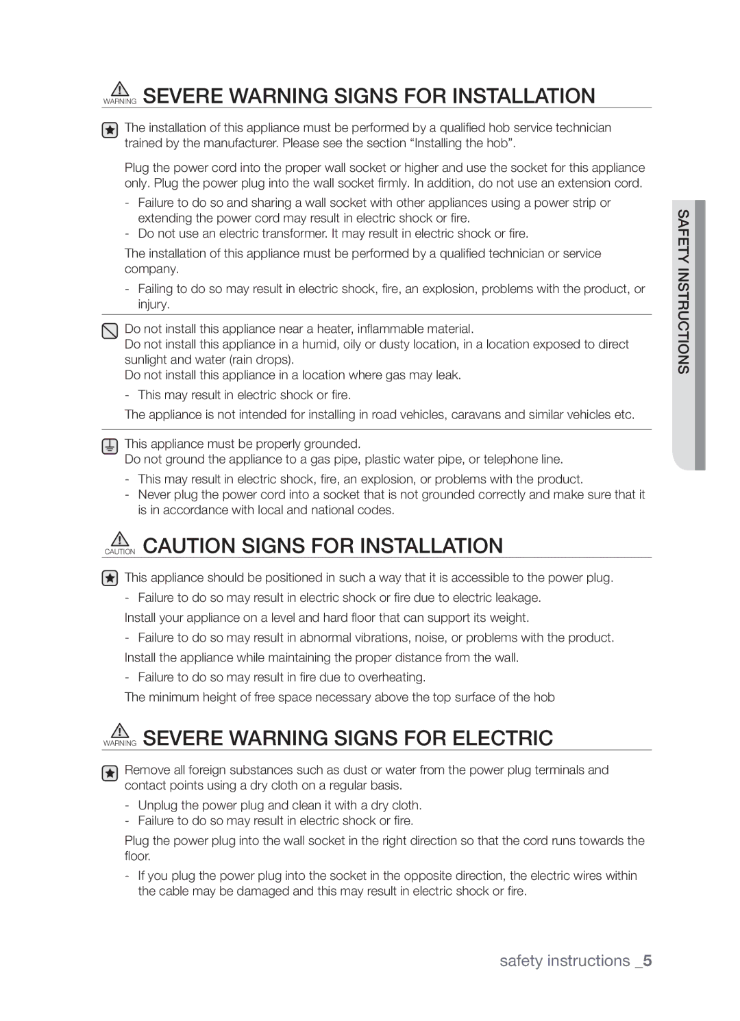 Samsung CTR164NB01/BOL manual Safety instructions 